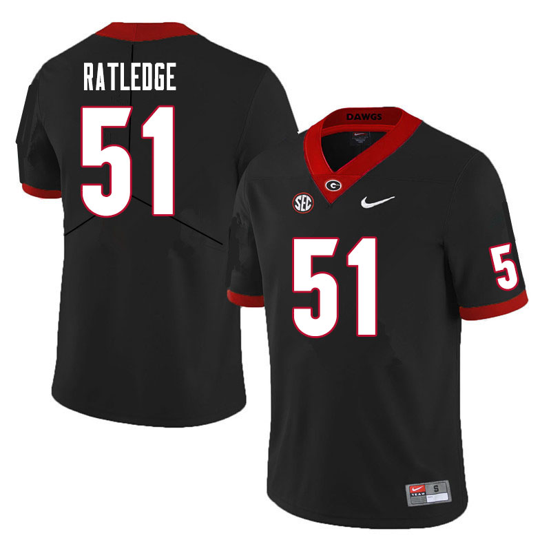 Men #51 Tate Ratledge Georgia Bulldogs College Football Jerseys Sale-Black - Click Image to Close